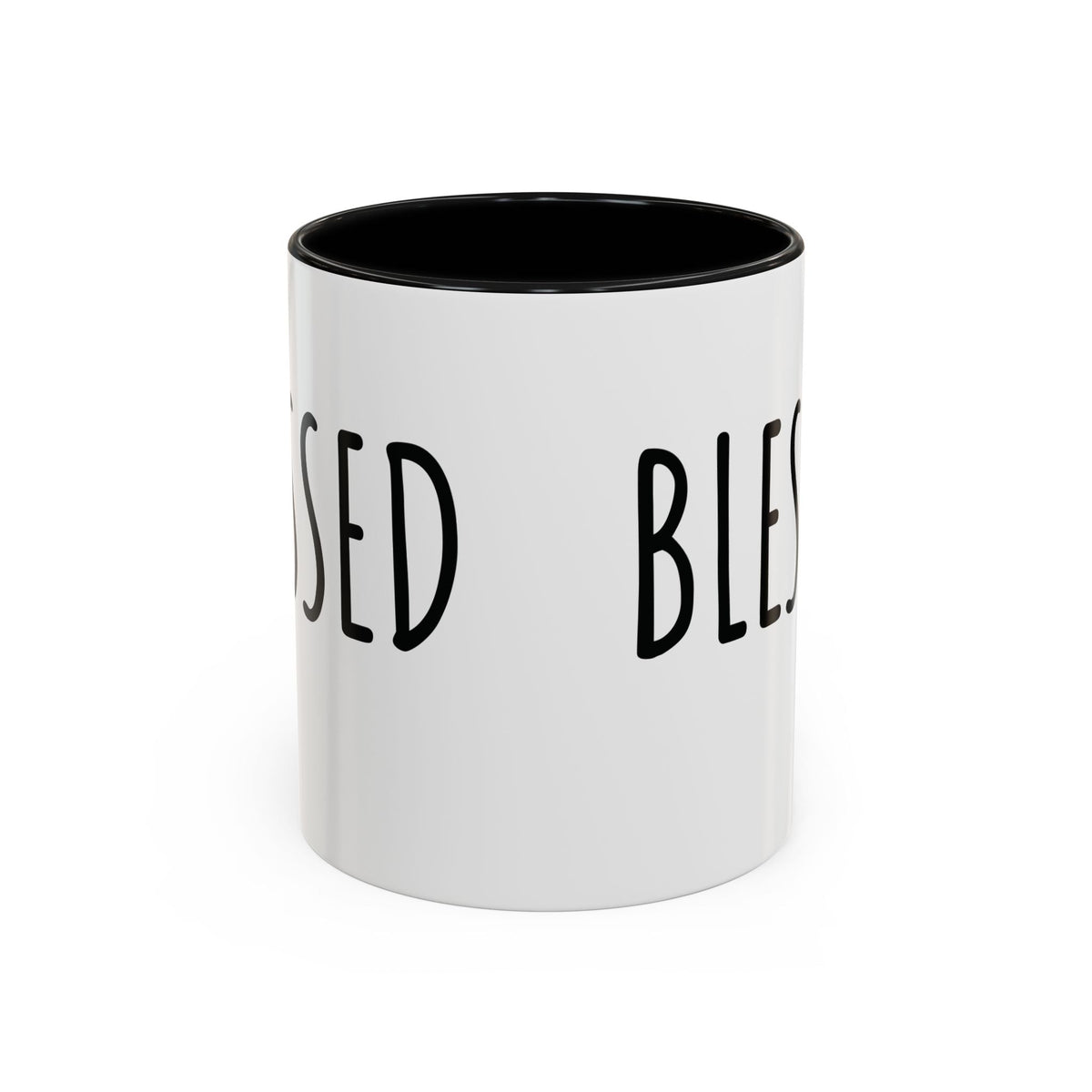 Blessed Farmhouse Mug with Black Handle, Rae Dunn Inspired - Cottage Style Coffee Mug