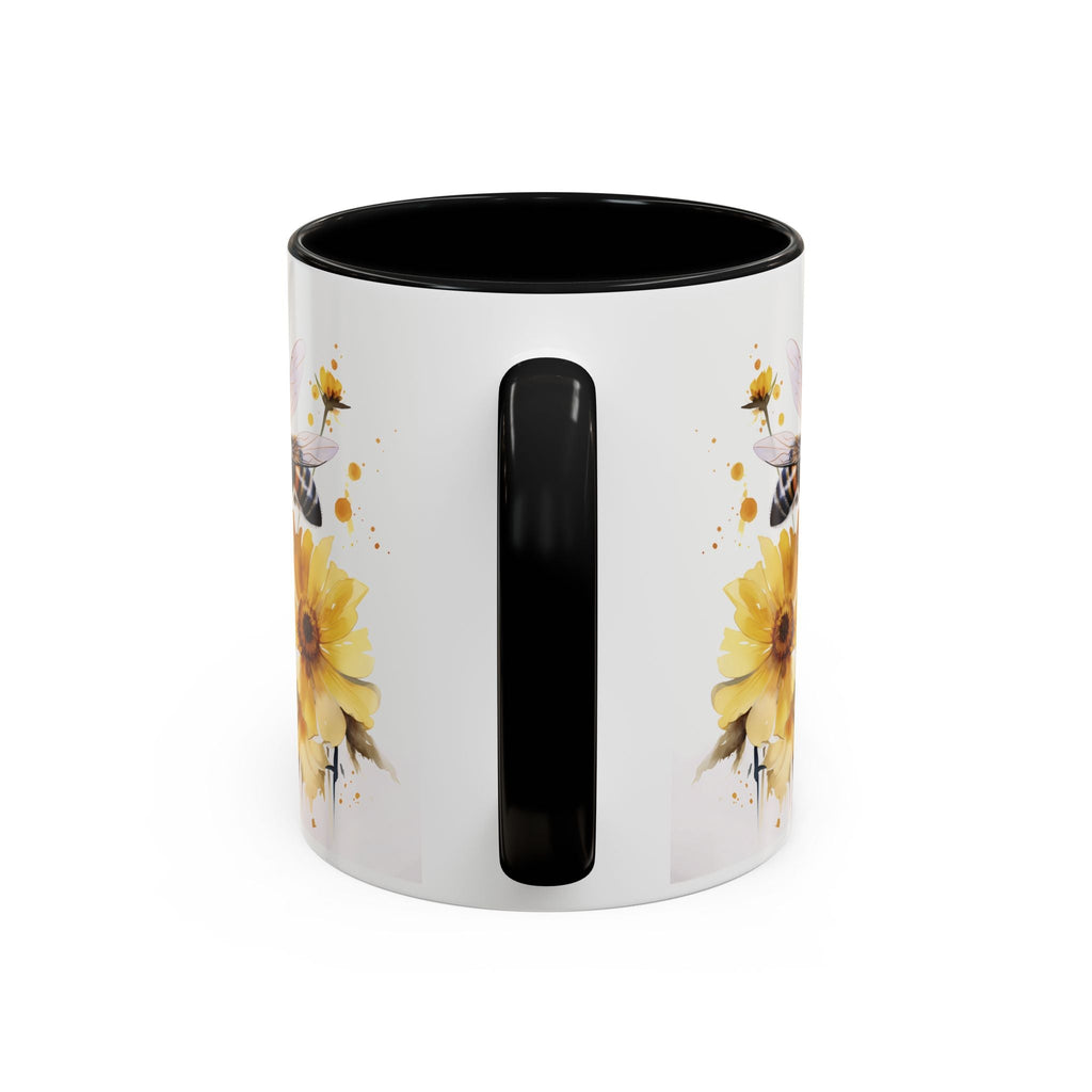 Golden Bee Wildflower Ceramic Coffee Mug - Cottage Style Coffee Mug