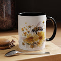Golden Bee Wildflower Ceramic Coffee Mug - Cottage Style Coffee Mug