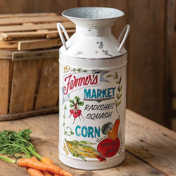 Vintage Farmer's Market Milk Can – Rustic Farmhouse Kitchen & Entryway Decor