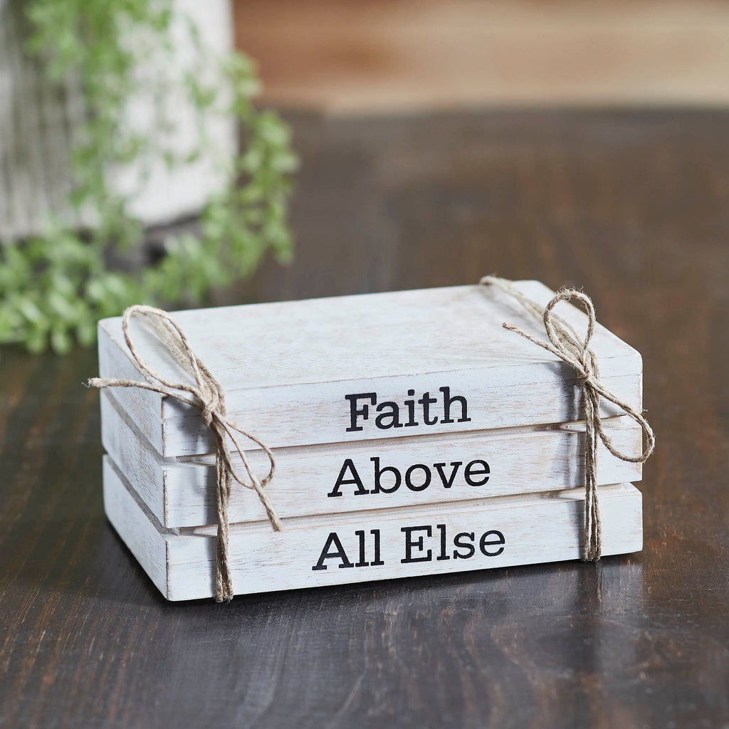 Faux Book Stack: Faith Above All Else