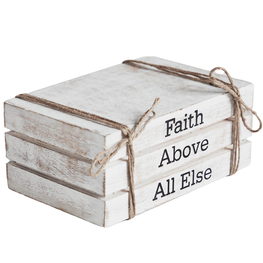 Faux Book Stack: Faith Above All Else