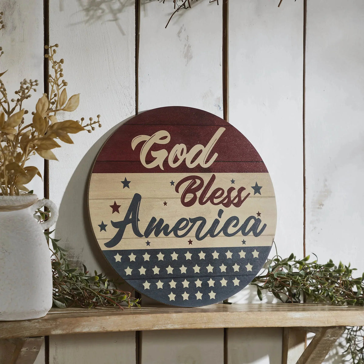 1776 Patriotic Welcome Sign 10" Round – Rustic Americana Wall Decor for Porch or Entryway