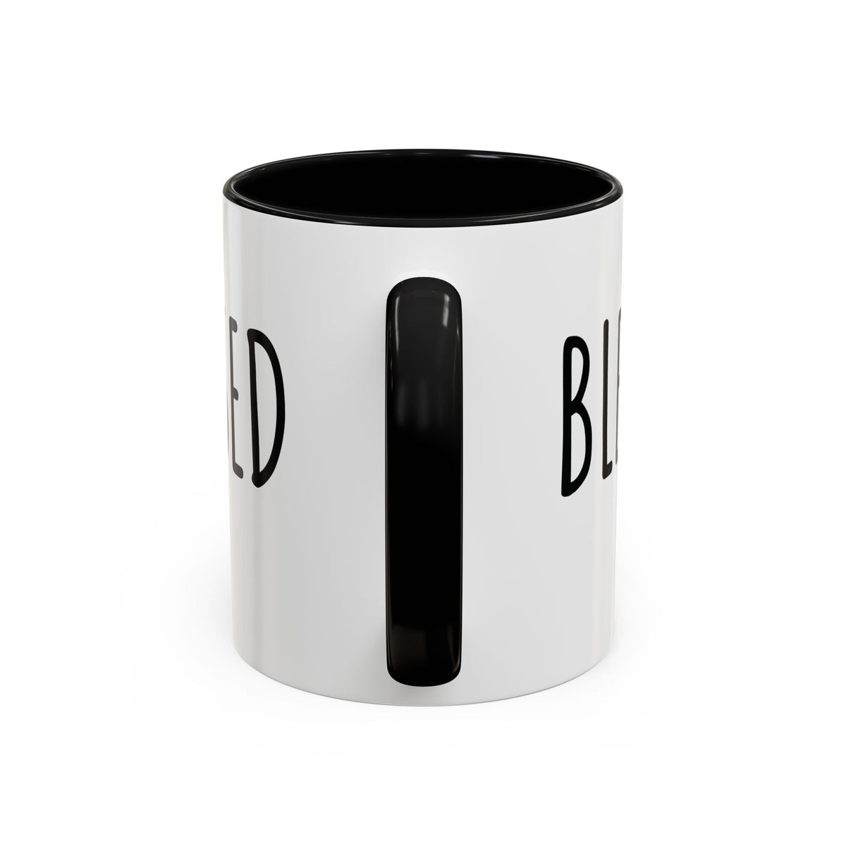 Blessed Farmhouse Mug with Black Handle, Rae Dunn Inspired - Cottage Style Coffee Mug