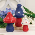 Set of 3 Wooden Americana Mushroom Sitters for Farmhouse Decor