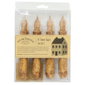 Set of 4 Rustic Burnt Ivory Timer Taper Candles