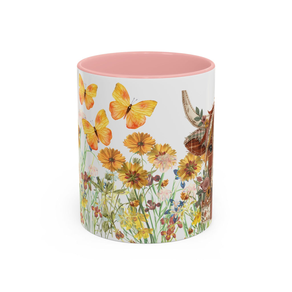 Patchwork Highland Cow Mug Floral Cottage Style Coffee Mug