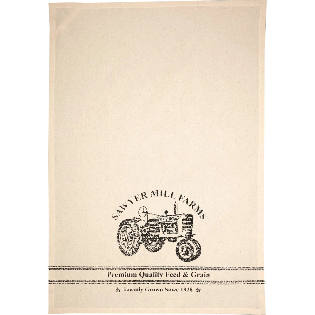 Sawyer Mill Tractor Tea Towel – Farmhouse Kitchen Decor Cotton Dish Towel