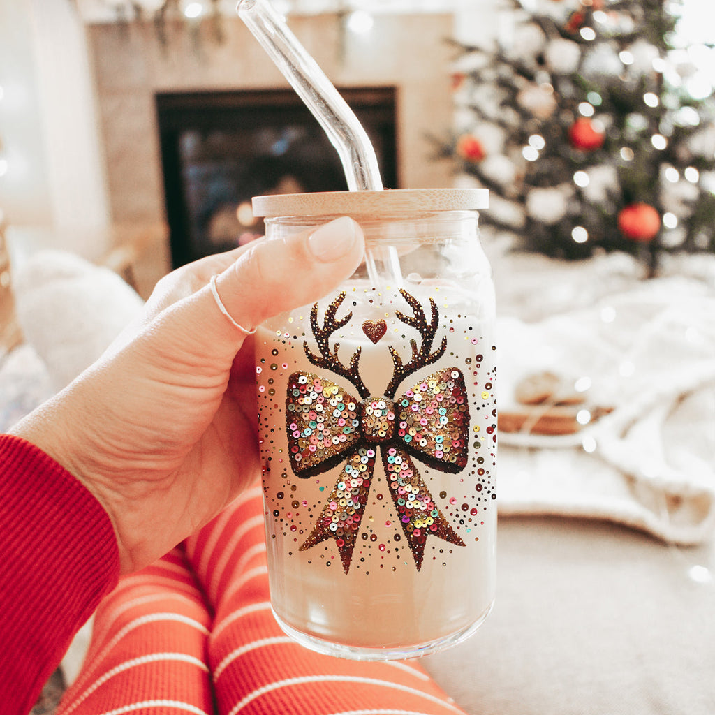 Sequin Bow Antlers 17oz