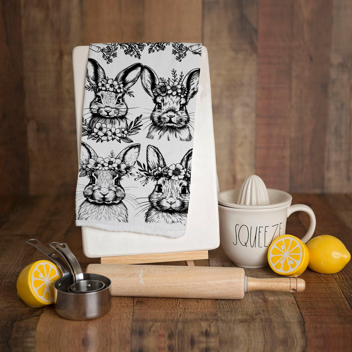 B&W Bunnies Towel