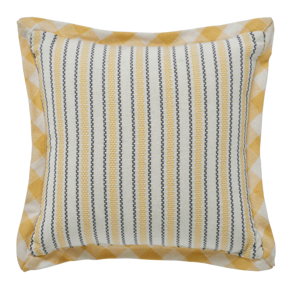 VHC "Me & My Honey" Bee Accent Pillow 9" x 9" | Farmhouse Gingham Throw Pillow