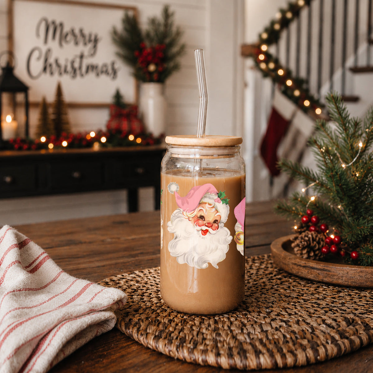Vintage Pink Santa 17oz