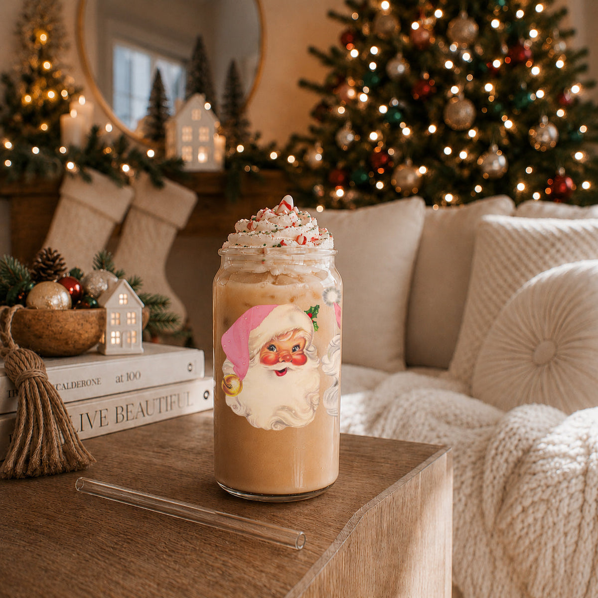Vintage Pink Santa 17oz