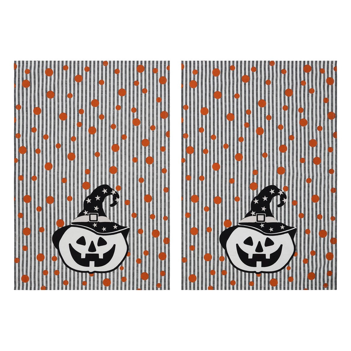 Whimsical Jack-o'-Lantern Halloween Kitchen Towels – Set of 2 Fall Tea Towels