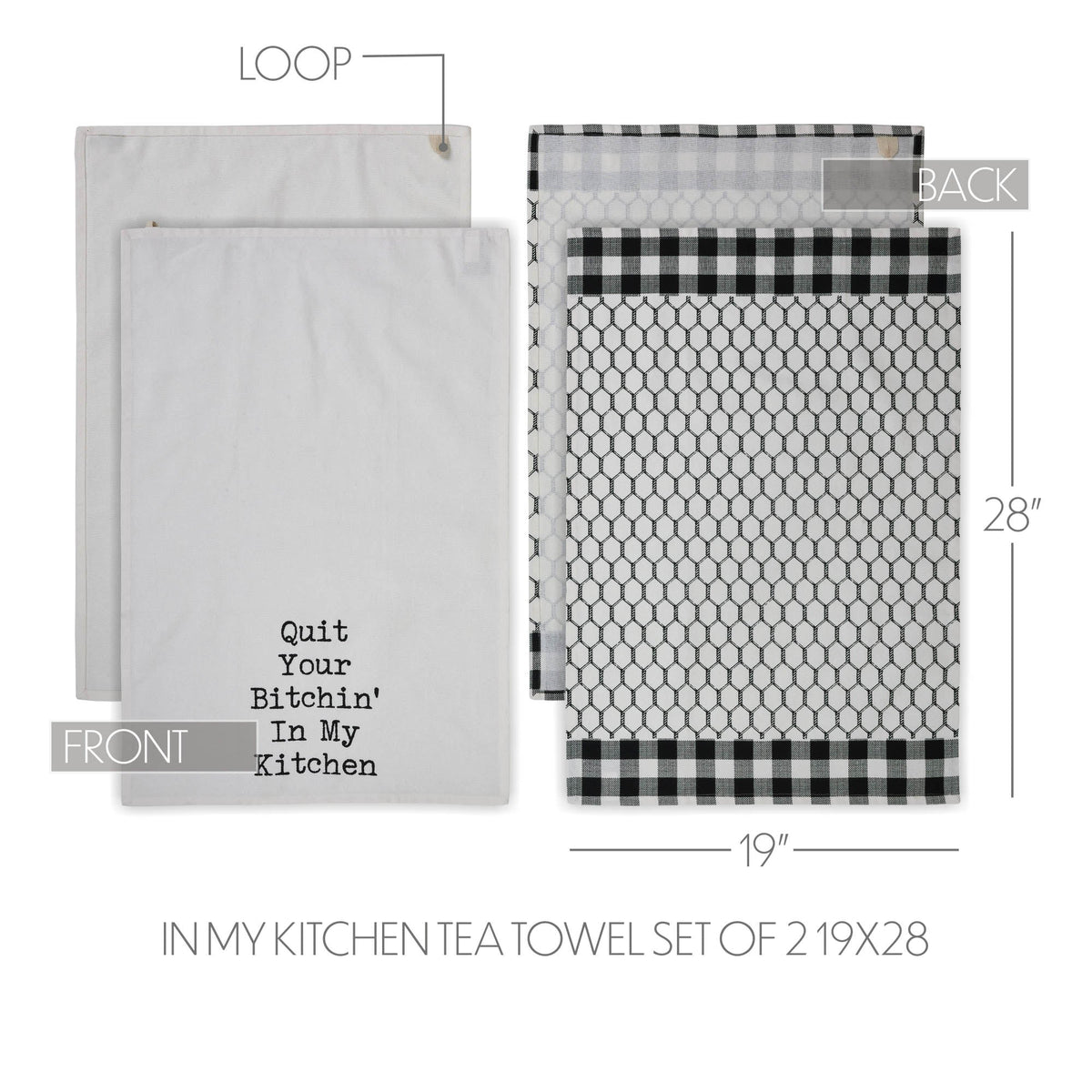 Quit Your Bitchin' In My Kitchen Tea Towel Set - Set of 2