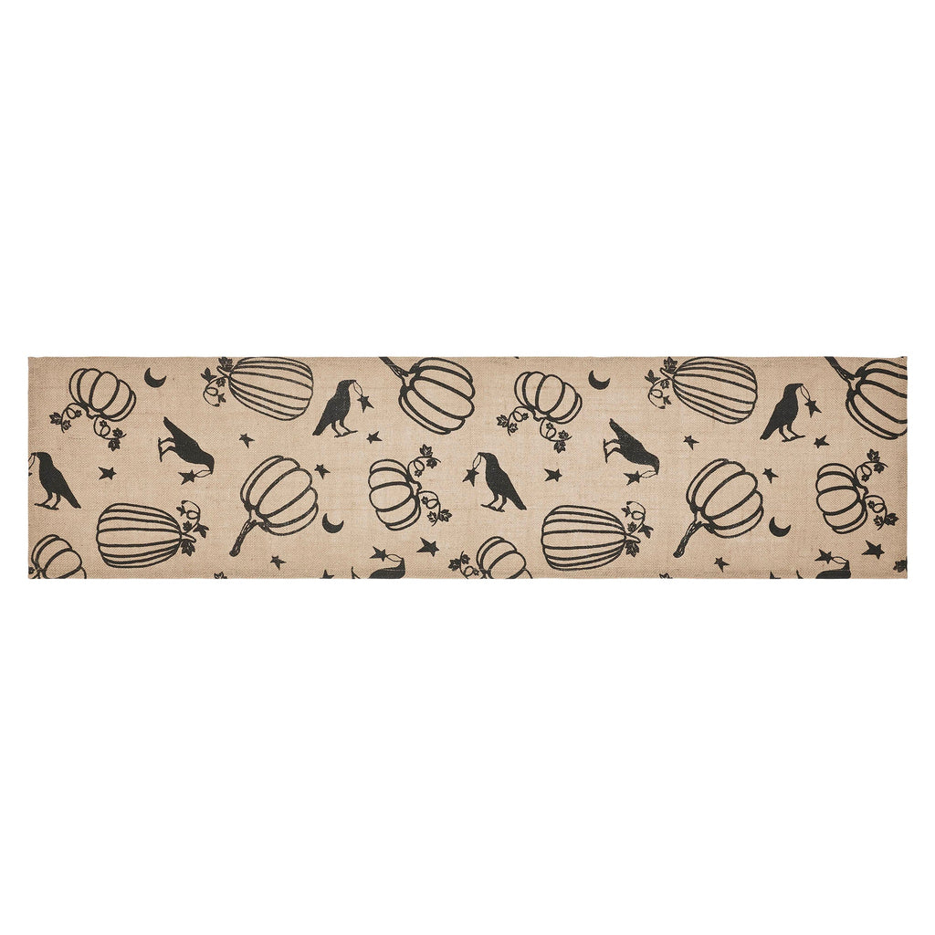 Raven & Pumpkin Gothic Halloween Table Runner
