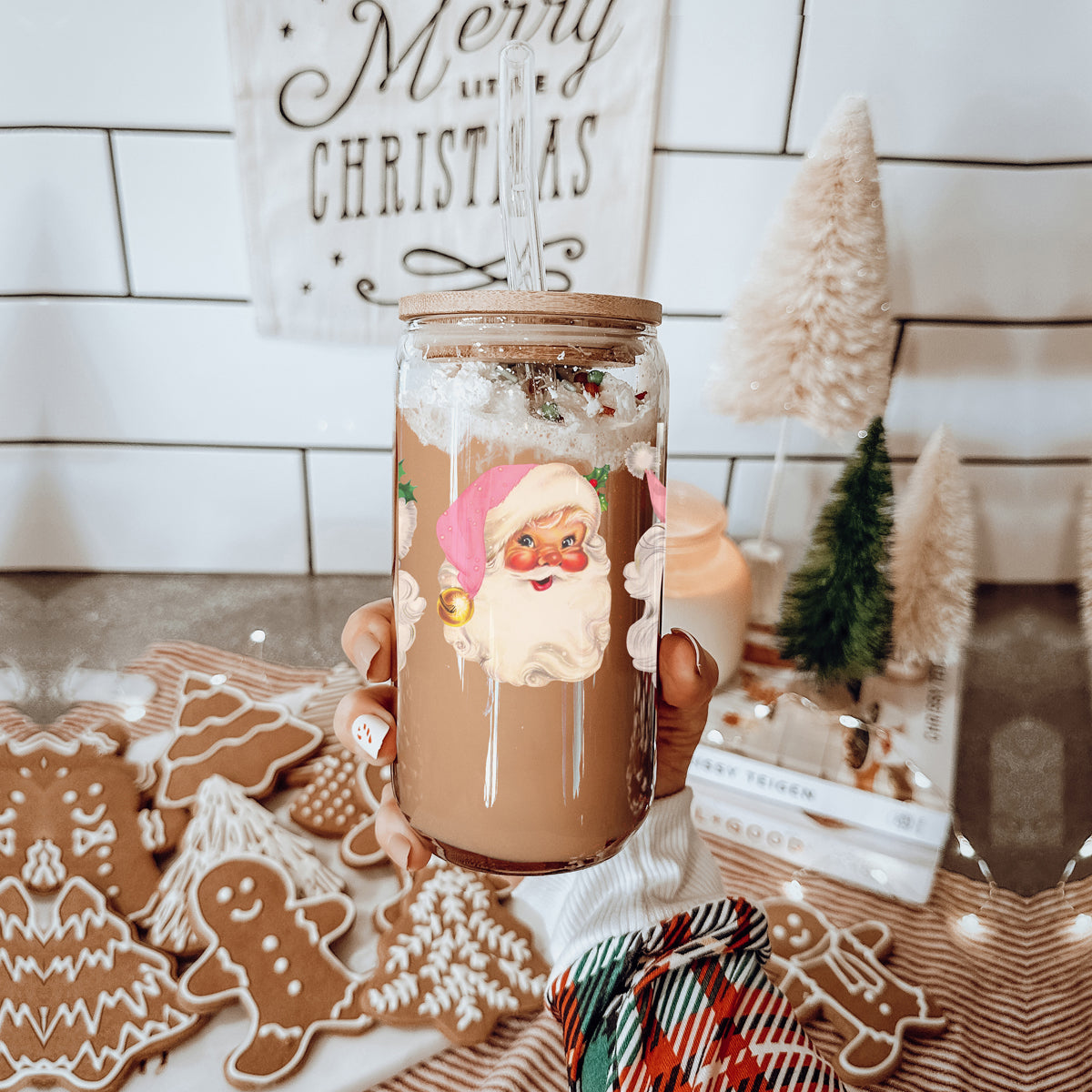 Vintage Pink Santa 17oz